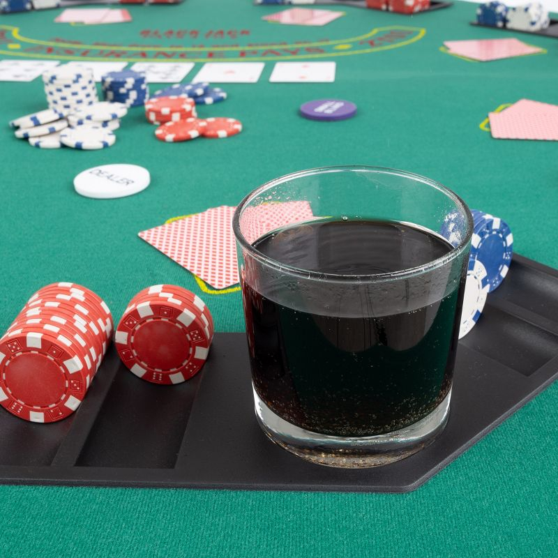 Trademark Poker 8-Player Folding Poker Table Top – 48" Wood Topper – Blackjack Table with Built-In Cupholders and Chip Trays