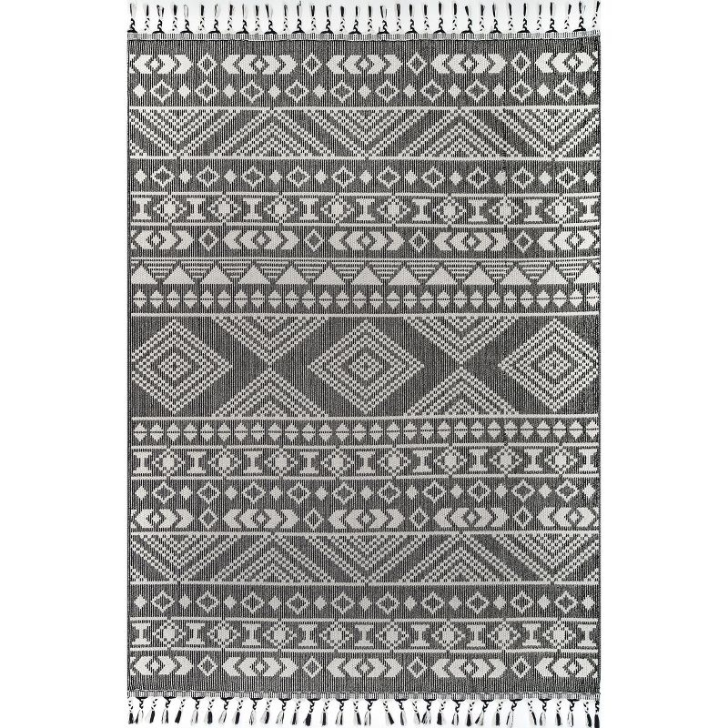 Nuloom Ryan Banded Global Printed Flatweave Indoor Area Rug, 5' x 8', Gray