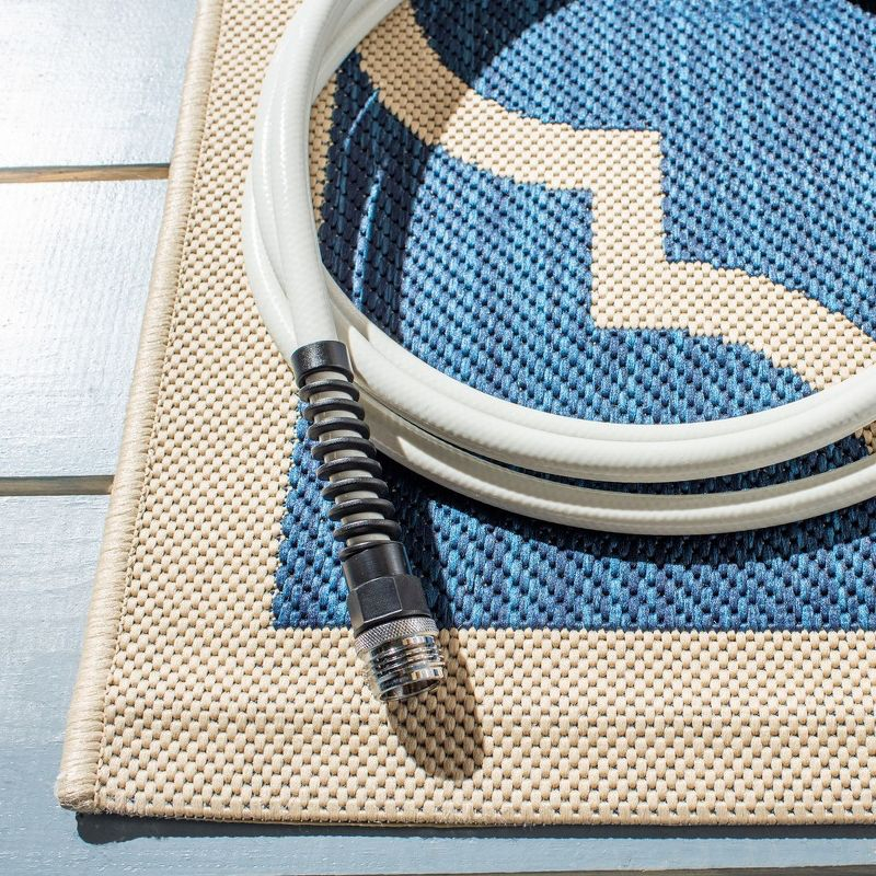 Courtyard CY6914 Power Loomed Indoor/Outdoor Area Rug - Navy/Beige - 6'7"x9'6" - Safavieh.