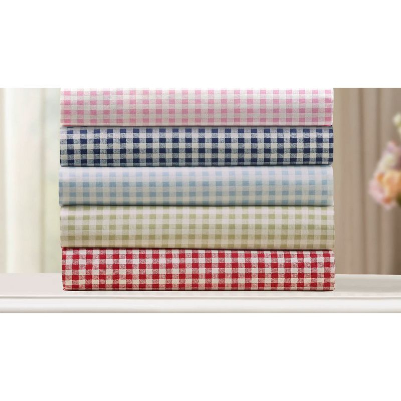 Laurel & Mayfair King Gingham Print Sheet Set Navy