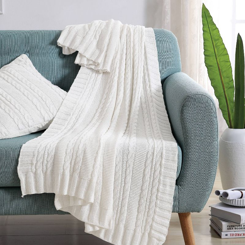 VCNY Dublin Cable Knit Throw Blanket, 50" x 70"
