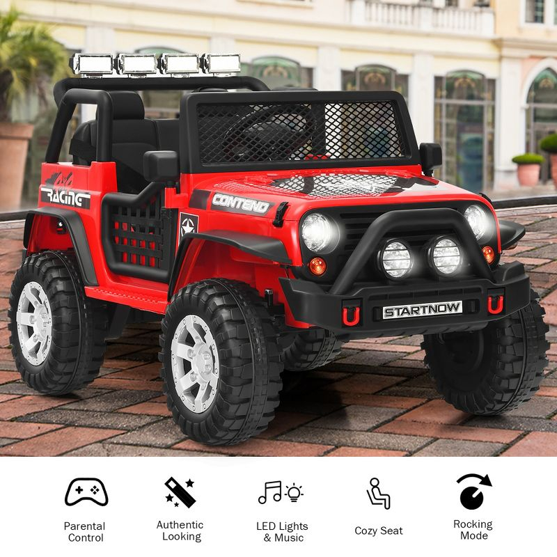 Costway 12V Kids Ride On Truck Remote Control Electric Car with Lights&Music Red