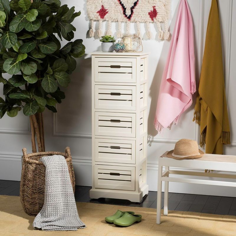 Samara 5 Drawer Cabinet - AMH5714 - Distressed Cream - Safavieh Couture