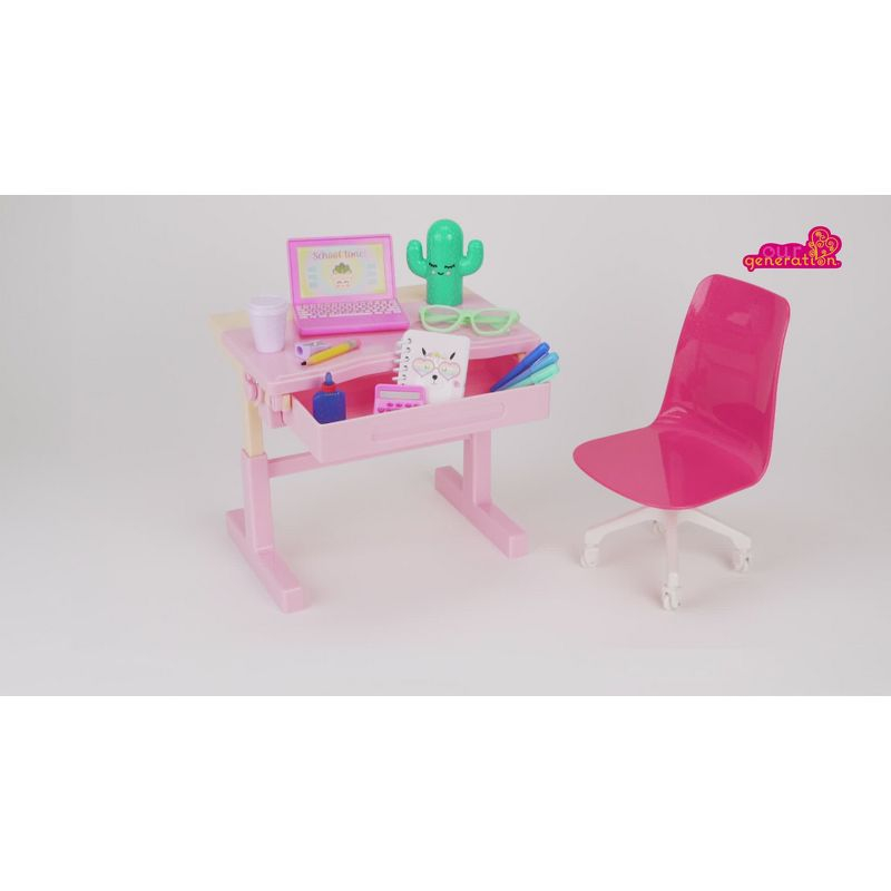 Our Generation School Dreams Modern Desk with Tilt Top Accessory Set for 18" Dolls