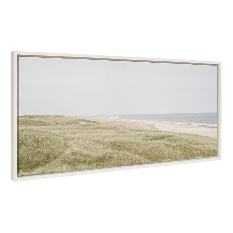 18" x 40" Sylvie Serene Coastal Landscape Framed Canvas by Creative Bunch - Kate & Laurel: Beach Scene Wall Decor, Nautical Art