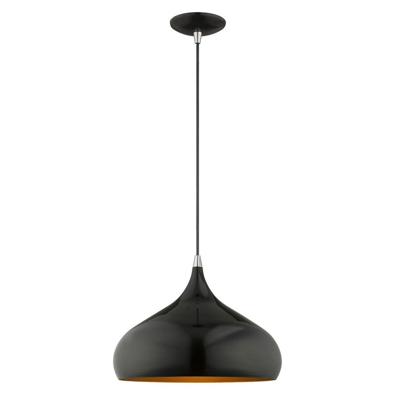 Livex Lighting Metal Shade 1 - Light Pendant in  Shiny Black