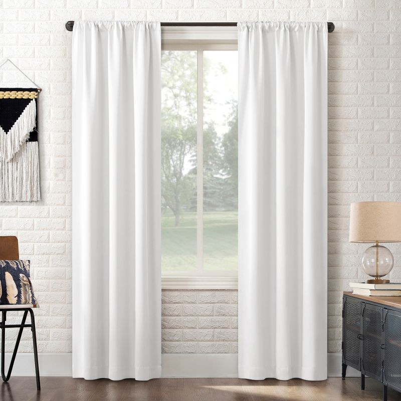 40"x63" Sun Zero Blackout Bergen Rod Pocket Curtain Panel White: Energy Efficient, Noise Reduction, Thermal Insulated