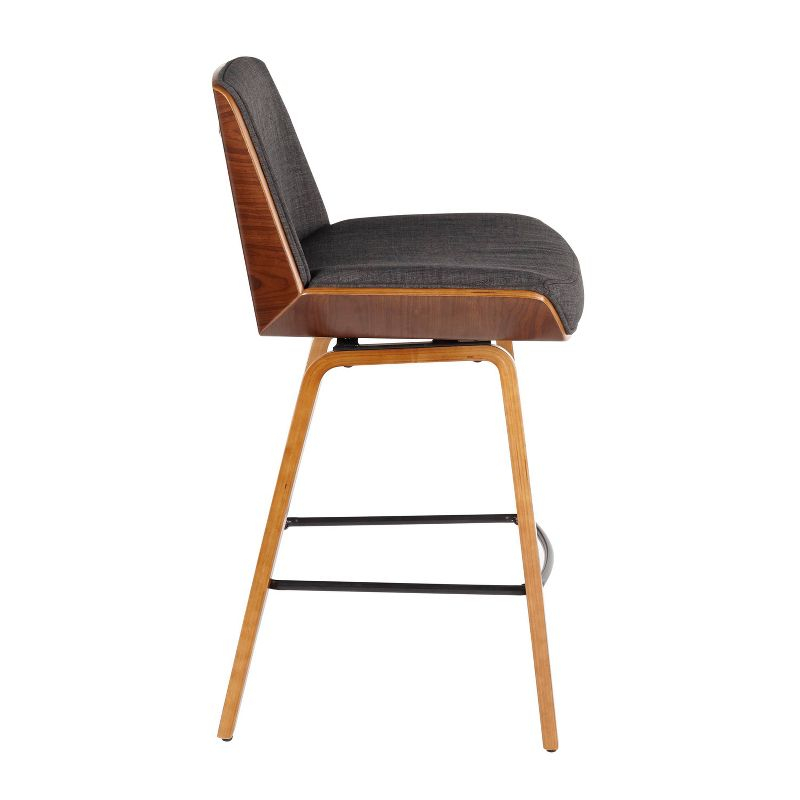 Constance Charcoal Gray Fabric and Walnut Wood Swivel Counter Stool
