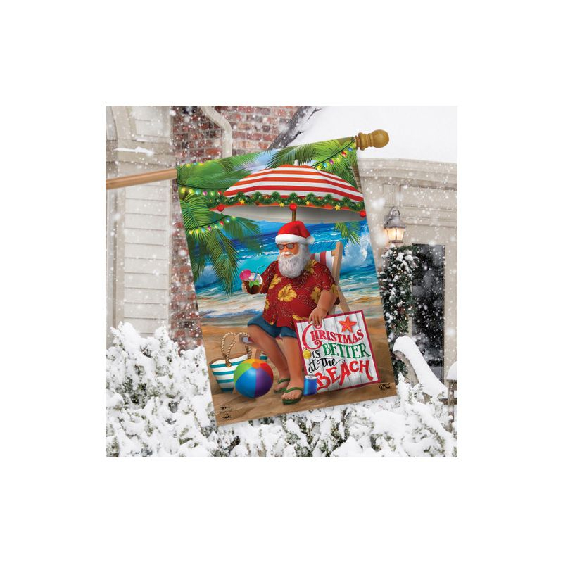 Beach Time Santa Christmas House Flag Nautical Tropical 28" x 40" Briarwood Lane