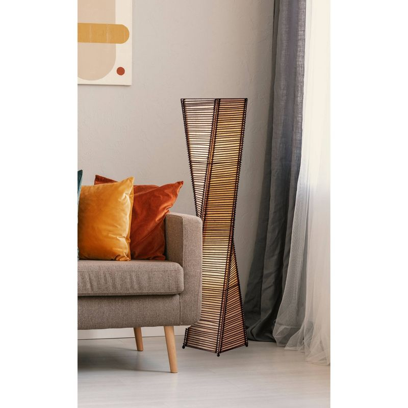Stix Floor Lantern Black - Adesso: Twisting Cane Stick Design, ETL Listed, No Assembly Required