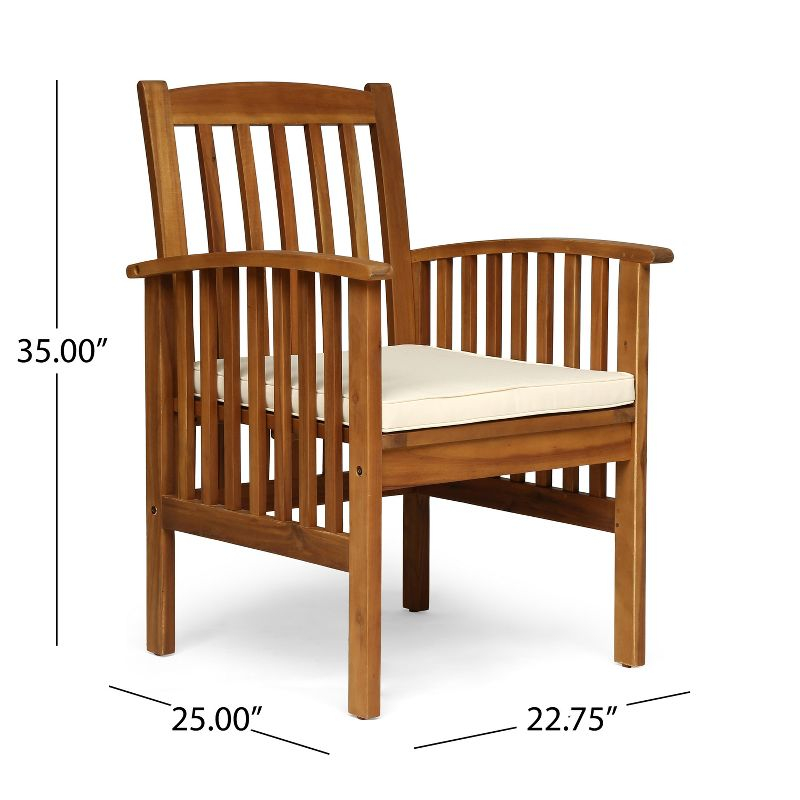 Christopher Knight Home Lepage Outdoor Acacia Wood 7 Piece Dining Set with Water Resistant Cushion, Cream/Brown