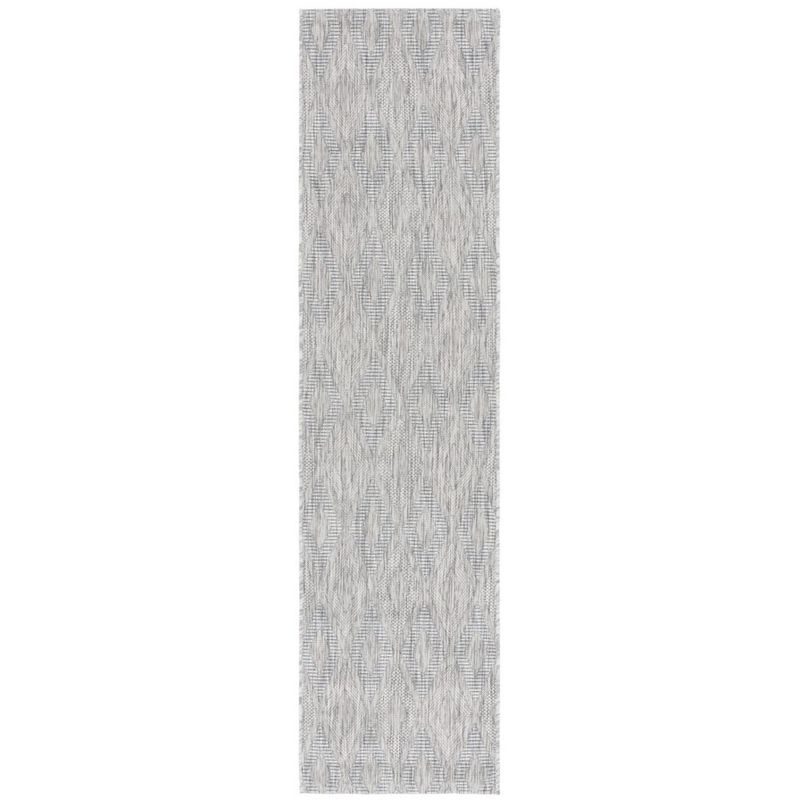 Courtyard CY8522 UV & Stain Resistant Non-Shedding Power Loomed Indoor/Outdoor Runner Rug - Grey/Grey - 2'3"x12' - Safavieh
