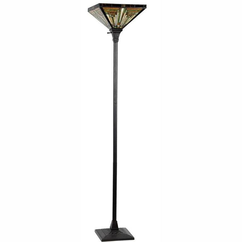 HomeStock Innes Tiffany-Style 1 Light Mission Torchiere Floor Lamp 14" Shade
