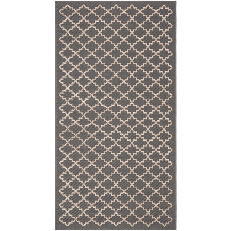 Courtyard CY6919 UV & Stain Resistant Non-Shedding Power Loomed Indoor/Outdoor Accent Rug - Anthracite/Beige - 2'7"x5' - Safavieh