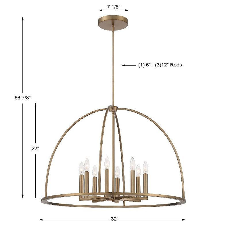 Crystorama Lighting Abbott 8 - Light Chandelier in  Vibrant Gold