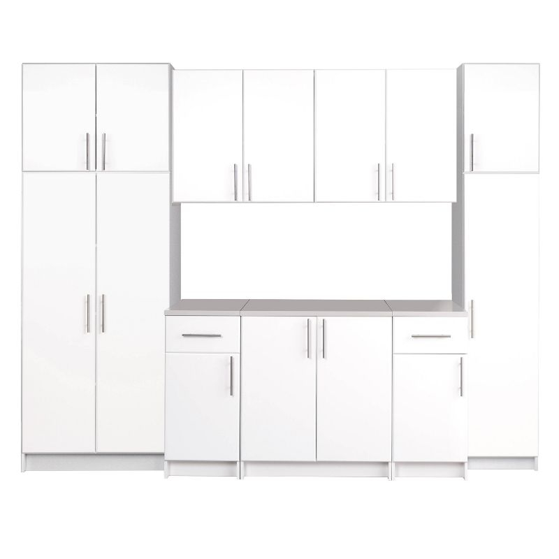 112" Elite with 9 Storage Cabinet Set White - Prepac: Laminated Composite Wood, Adjustable Shelves