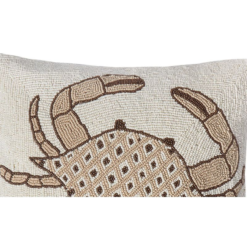 C&F Home 16" x 16" Handcrafted Beaded Crab Decorative Accent Throw Pillow