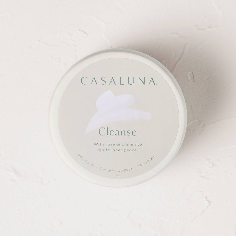 2-Wick Ceramic Jar Candle with Lid Cleanse 7.5oz - Casaluna™
