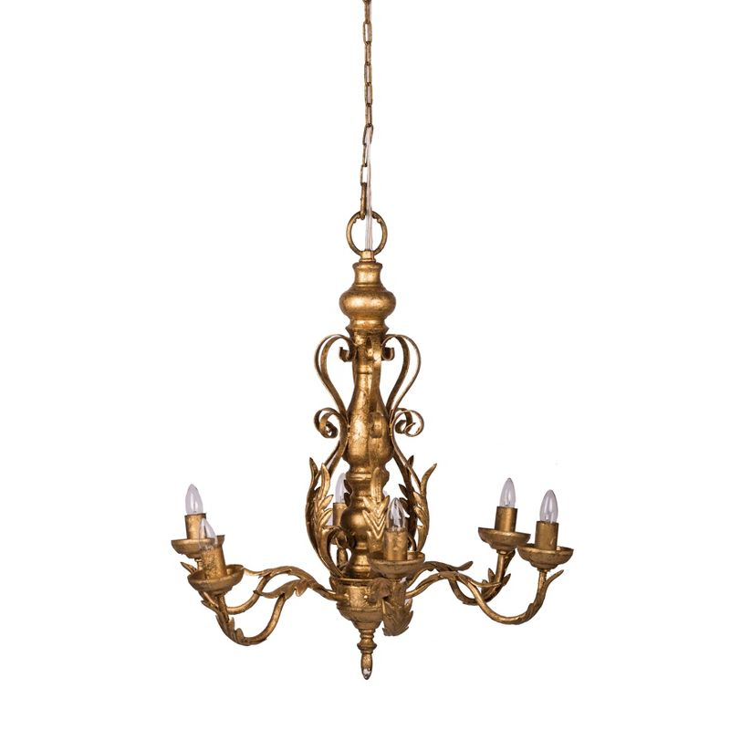 Classic Vintage Chandelier Gold/White - A&B Home: 6-Light, Metal, No Assembly, UL Listed