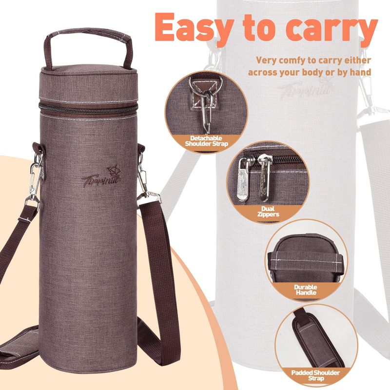 Tirrinia Single Wine Gift Bag, Portable Wine Cooler Bag, Insulated Bottle Carrier Tote, Wine Bag, Wine Lovers Must Haves, Brown