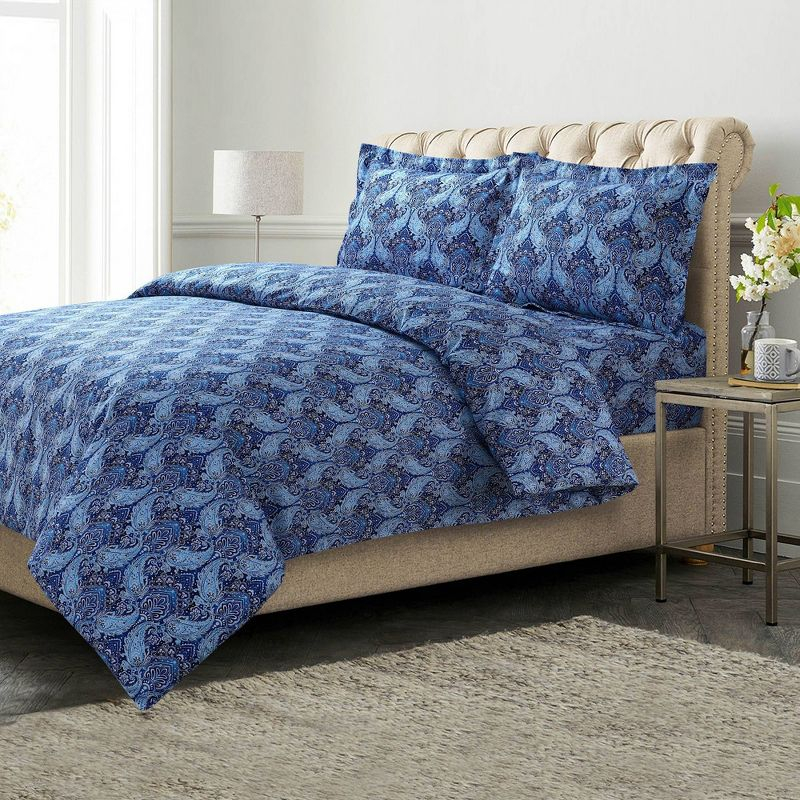 Sofi Paisley Printed Flannel Oversized Duvet Cover Set - Azores Home