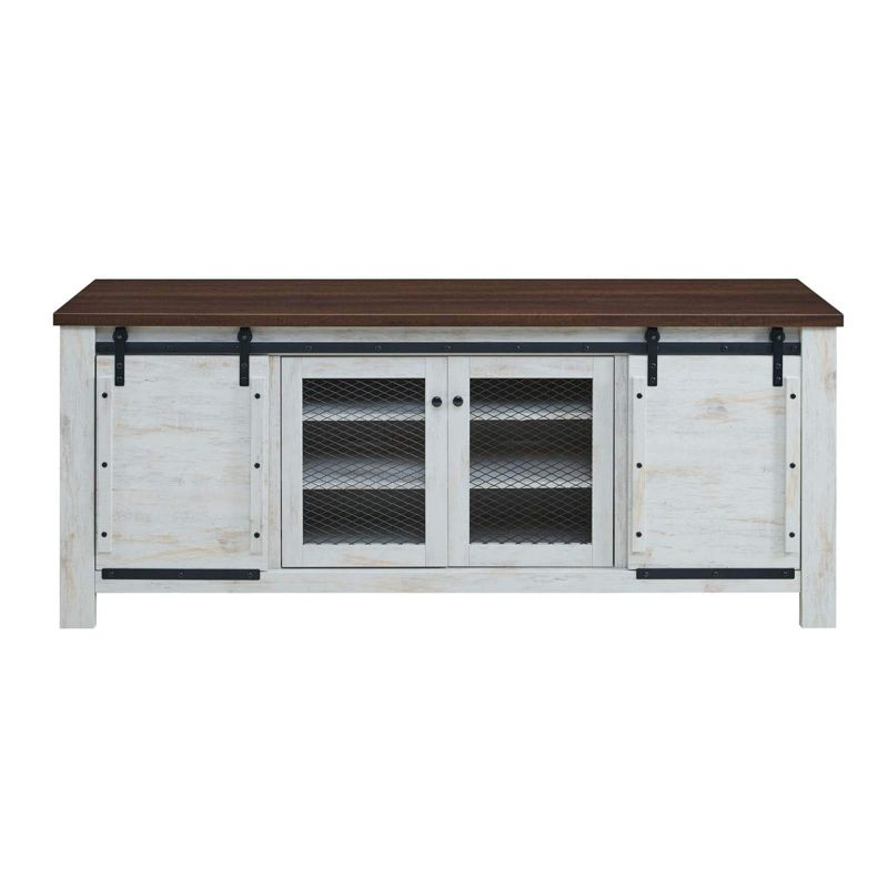 Modway Bennington 71 Rustic Sliding Door TV Stand White