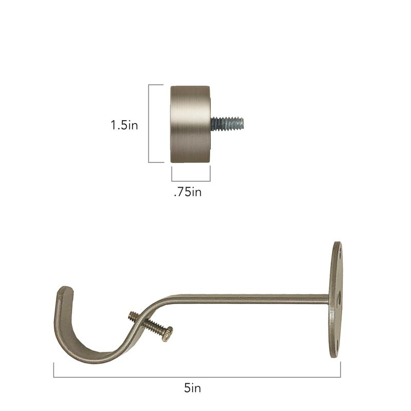 Serena 1" Window Drapery Single Curtain Rod with Contemporary Cap Finial - 48" - Pewter - Elrene Home Fashions