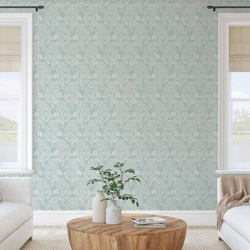 Tempaper & Co.® Floral Damask Removable Peel and Stick Wallpaper, Mint, 28 sq. ft.: Self-Adhesive Vinyl, Botanical Pattern