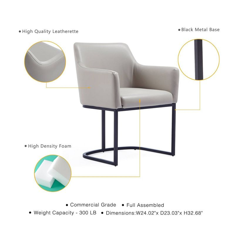 Set of 8 Serena Modern Leatherette Upholstered Dining Chair Set Light Gray - Manhattan Comfort: Ergonomic Design, Steel Legs, Foam-Filled
