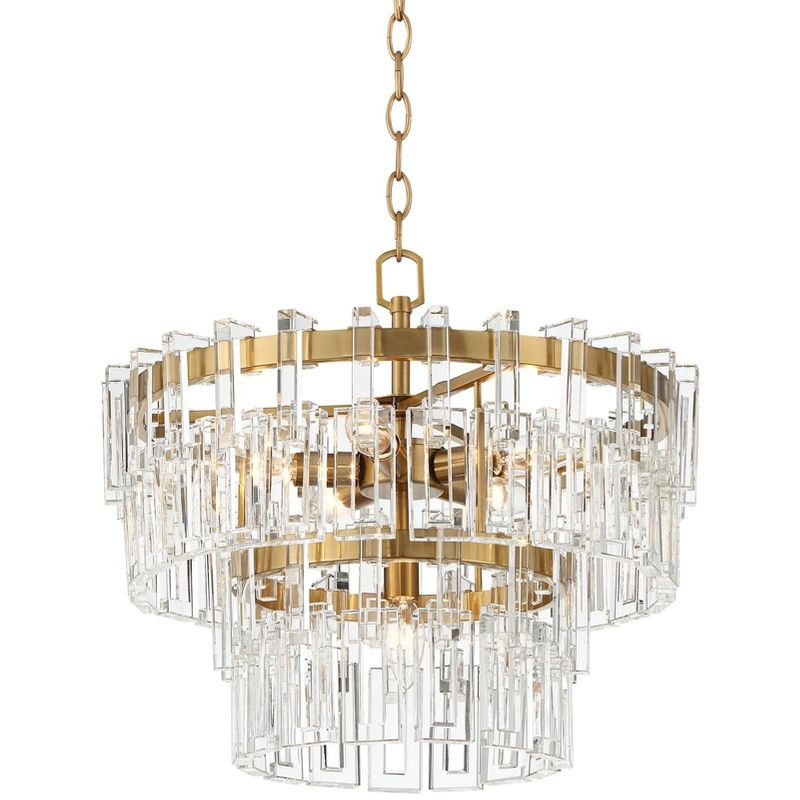 Vienna Full Spectrum Luxum Burnished Brass Chandelier 18 3/4" Wide Modern Tiered Crystal 6-Light Fixture for Dining Room House Foyer Kitchen Island