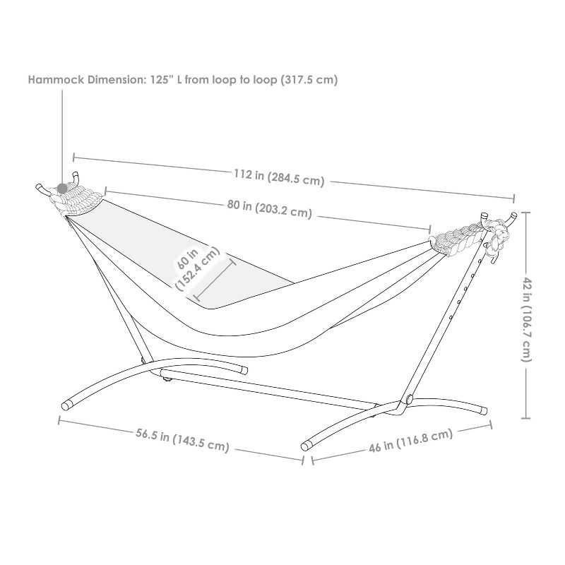 Sunnydaze Indoor/Outdoor Portable Brazilian Double Hammock with Stand and Carrying Pouch - 400 lb Weight Capacity - Beach Oasis