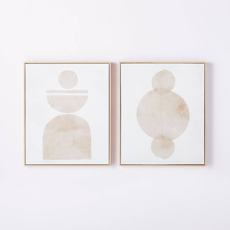 (Set of 2) 20" x 24" Abstract Shapes Framed Canvas Brown - Threshold™ designed with Studio McGee