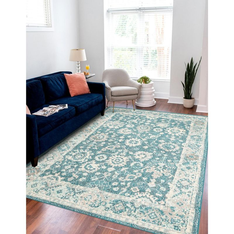 Unique Loom Penrose Collection Area Rug - Krystle (10'  x 14' 1" Rectangle Turquoise/Beige)