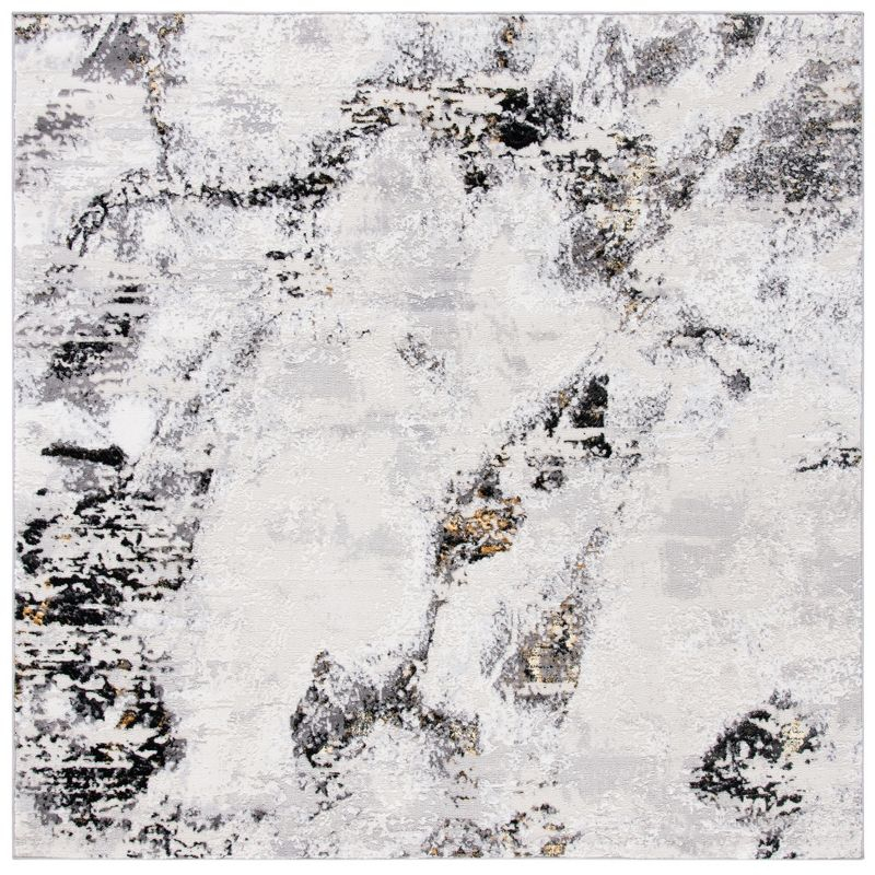 Amelia ALA232 Power Loomed Area Rug - Grey/Gold - 6'7"x6'7" - Safavieh.