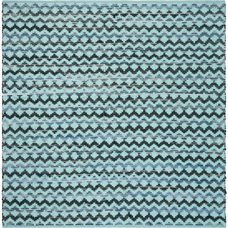 Montauk MTK120 Hand Woven Indoor Area Rug - Turquoise/Blue/Black - 6'x6' - Safavieh