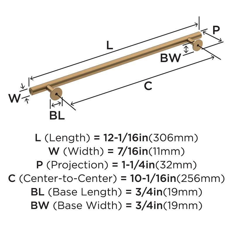 Amerock Radius 10-1/16 inch (256mm) Center-to-Center Champagne Bronze Cabinet Pull