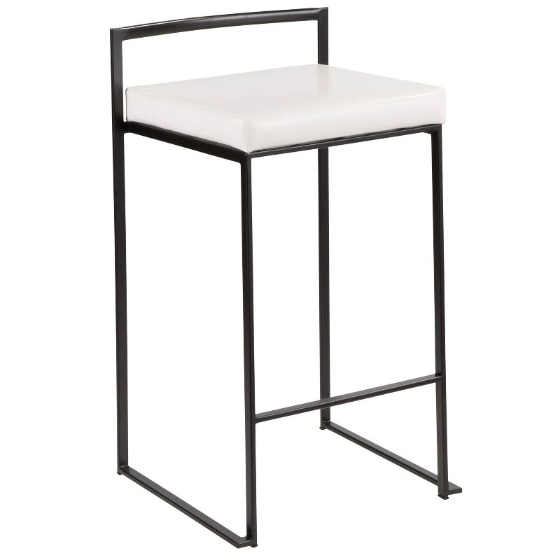 Set of 2 26" Fuji Contemporary Counter Height Barstools White: Padded, Stackable - LumiSource