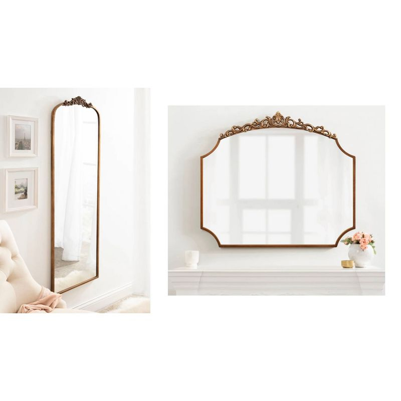 Kate & Laurel All Things Decor 33"x26" Arendahl Traditional Arch Mirror with Shelf Gold