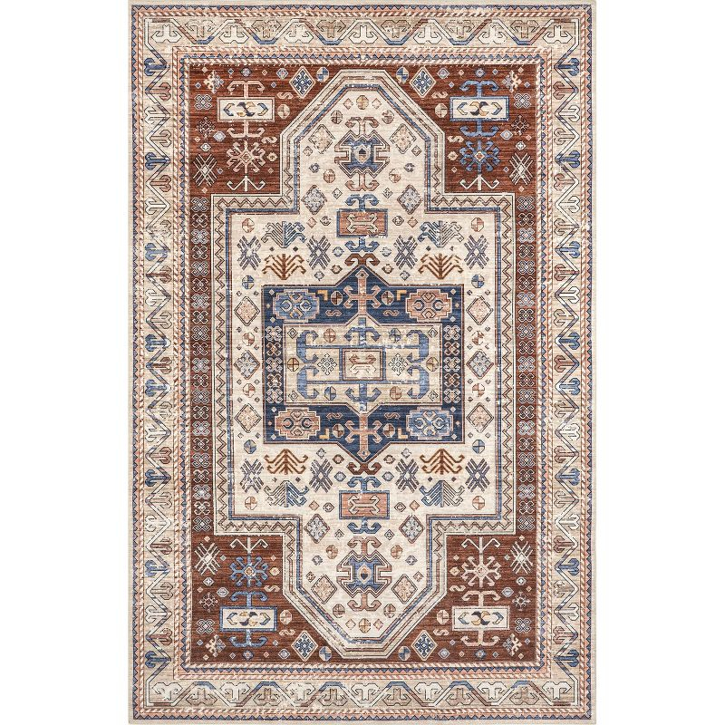 Nuloom Órla Bordered Pet Friendly Machine Washable Area Rug, 4' x 6', Rust