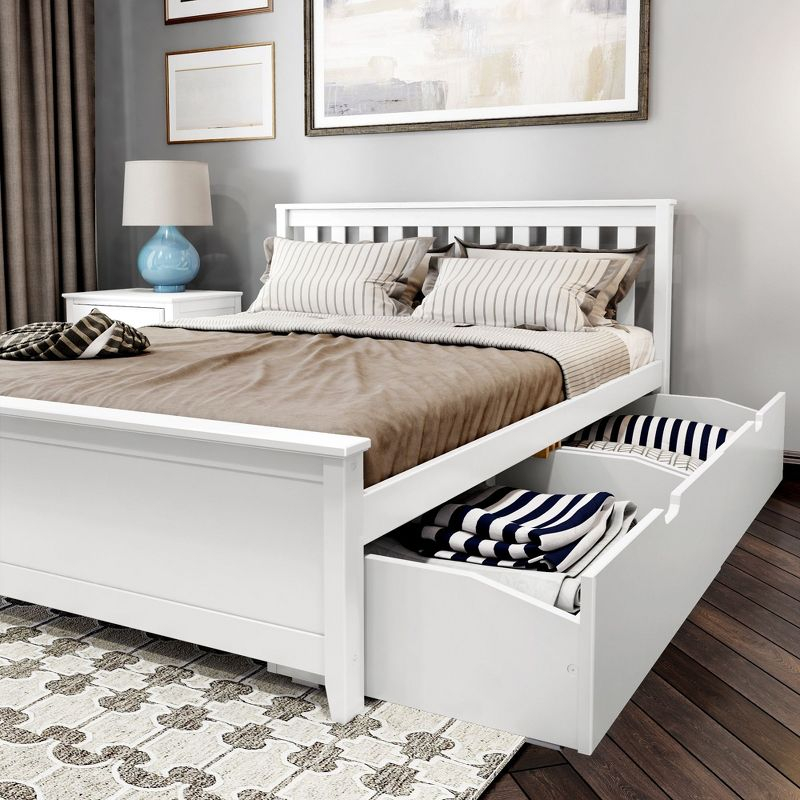Plank+Beam Solid Wood Queen Bed Frame with Headboard and Storage Drawers