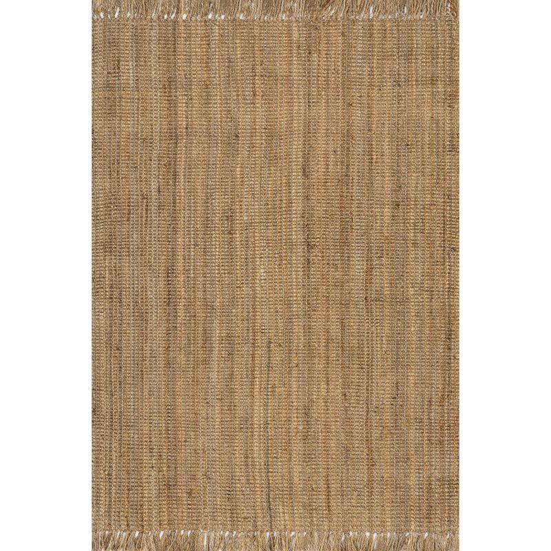 Nuloom 4 Square Daniela Jute Tassel Hand Woven Indoor Area Rug, Natural, Solid Chunky Farmhouse Design, Natural Fiber BedroomLiving Room