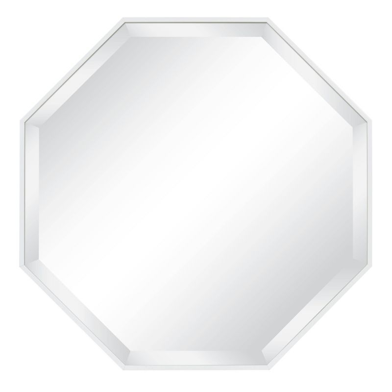 25" x 25" Rhodes Framed Octagon Wall Mirror White - Kate and Laurel: Modern Design, No Assembly, Wall Mount, Plastic Frame