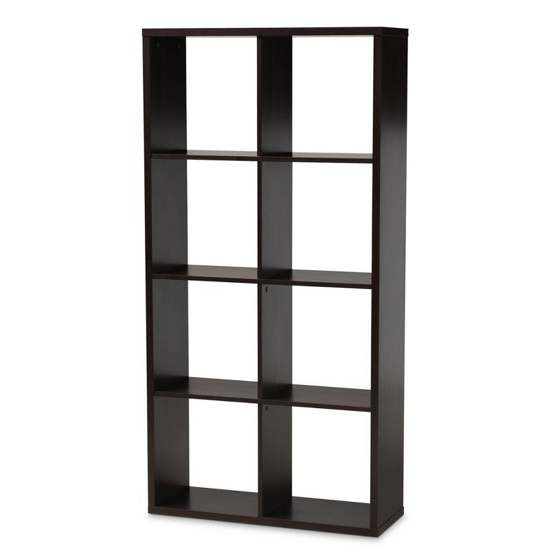 Janne 8 Cube Multipurpose Storage Shelf Dark Brown - Baxton Studio: Mid-Century Modern Cubby Organizer, Particle Board Frame