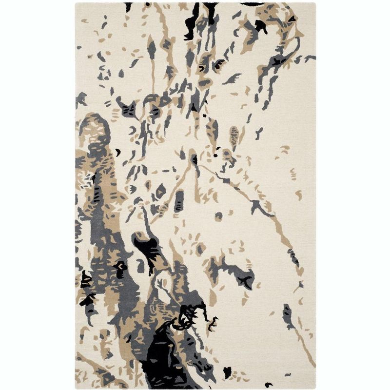 Bella BEL117 Hand Tufted Area Rug - Ivory/Grey - 5'x8' - Safavieh.