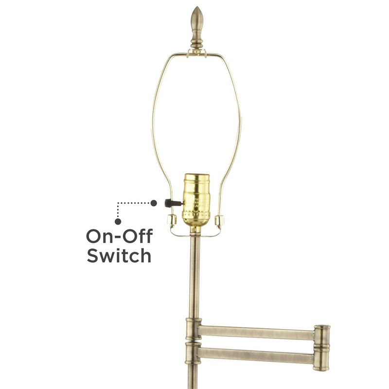 360 Lighting Swing Arm Floor Lamp Adjustable Height 70" Tall Antique Brass Beige Fabric Drum Shade for Living Room Reading Bedroom Office