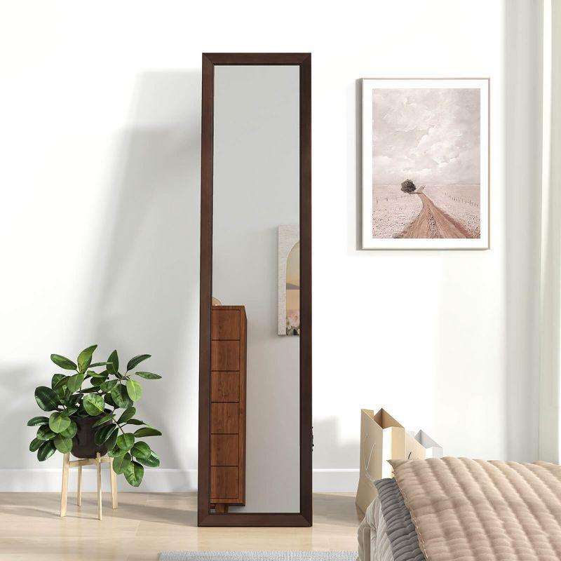 Tangkula 61" x 14.5" Full Length Mirror w/ Stand Solid Wood Frame Full Body Mirror