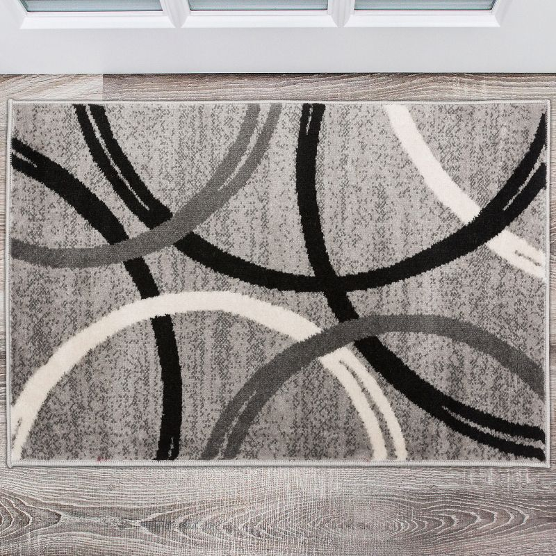 World Rug Gallery Contemporary Abstract Circles Design Gray 2' x 3' Area Rug