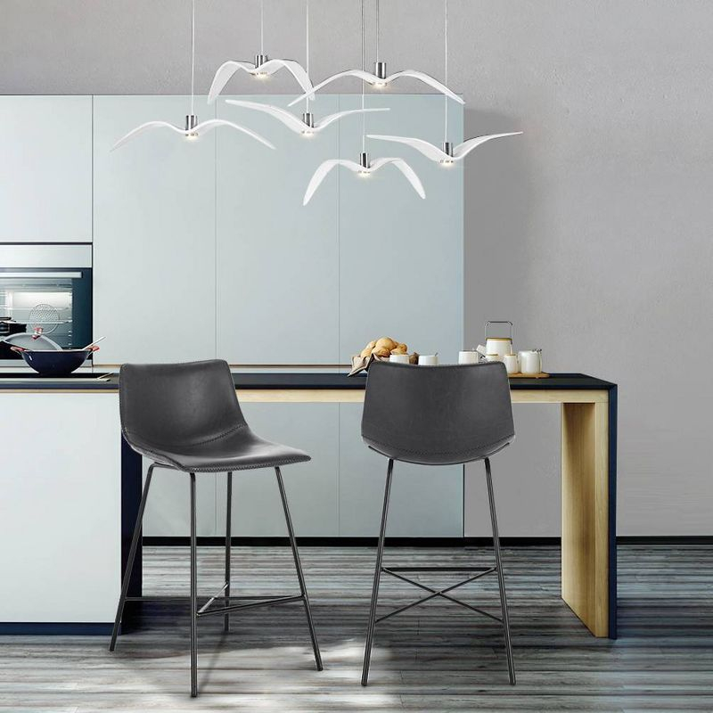 Poly & Bark Set of 2 24" High Paxton Counter Height Barstools Gray