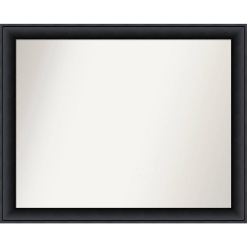 32" x 26" Non-Beveled Nero Black Wood Wall Mirror - Amanti Art: Modern Rectangle, Wall Mount, Includes Hardware