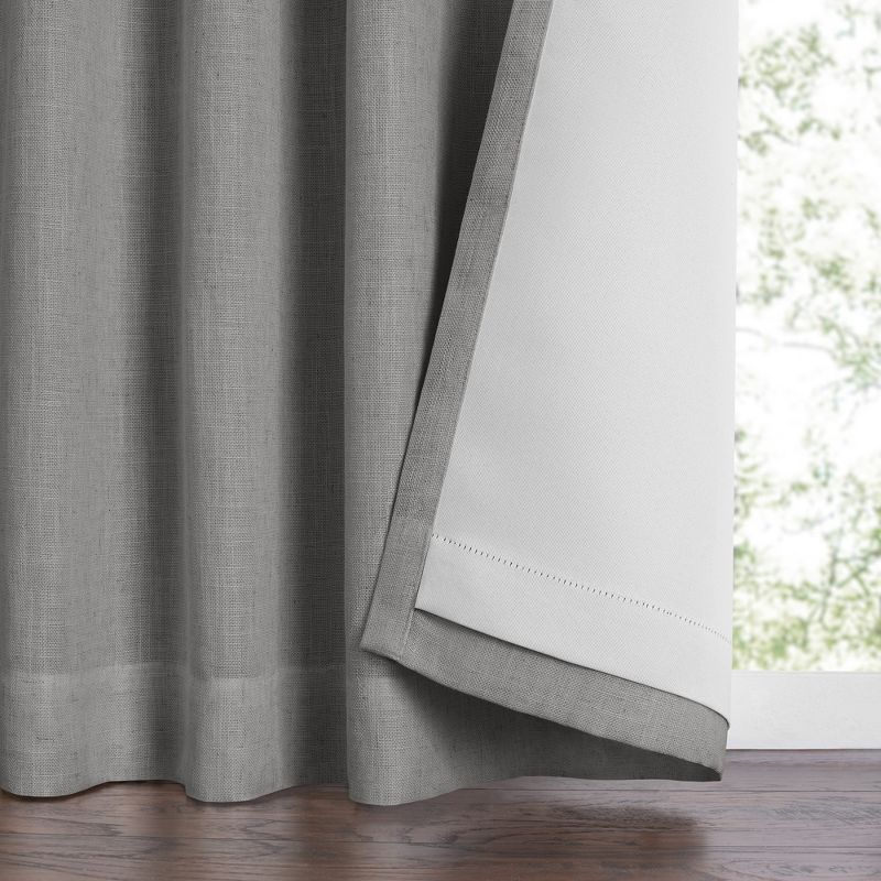 Harrow Solid Texture Room Darkening  Single Window Curtain Panel - 52" x 84" - Dark Gray - Elrene Home Fashions